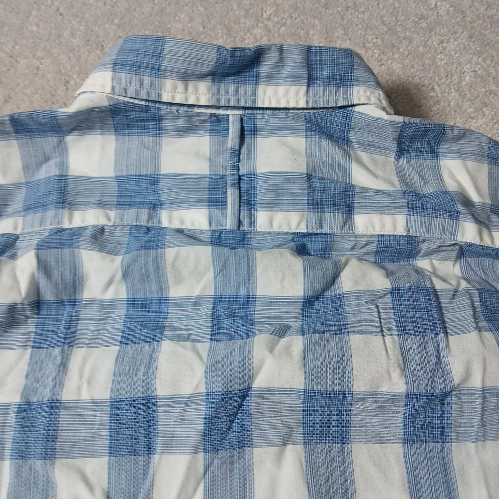 Banana Republic Camden Fit custom 078 wash Blue and White Plaid Size Large